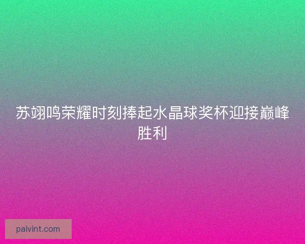 苏翊鸣荣耀时刻捧起水晶球奖杯迎接巅峰胜利