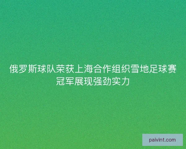 俄罗斯球队荣获上海合作组织雪地足球赛冠军展现强劲实力